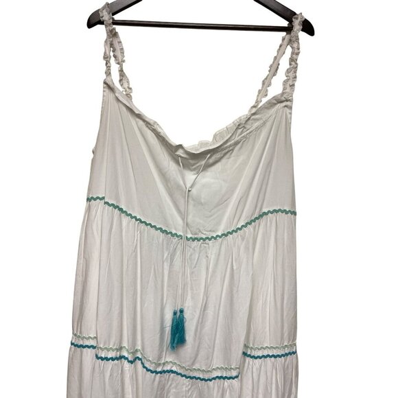 NEW! American & Beyond Ocean Tiered Maxi Dress White Viscose Sleeveless Large - Picture 2 of 9